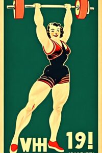 Where did workout originated from? 3 1940s weightlifting art poster 2