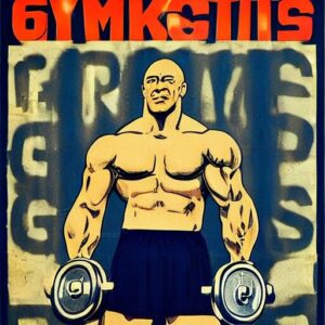 60s poster of a gym with shirtless the rock