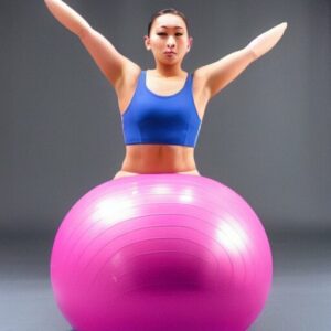 a woman wearing a leotard using an exercise ball 2