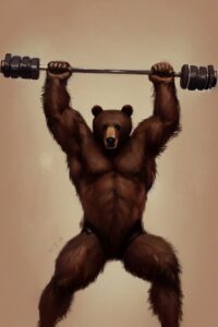 anthro bear lifting weights 2