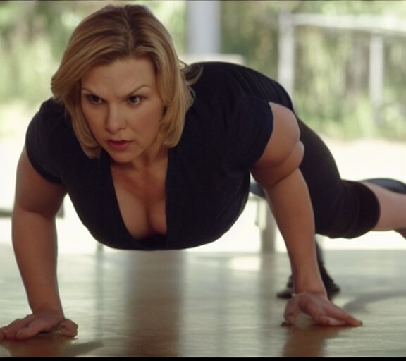 muscular Kim Wexler doing push ups 2