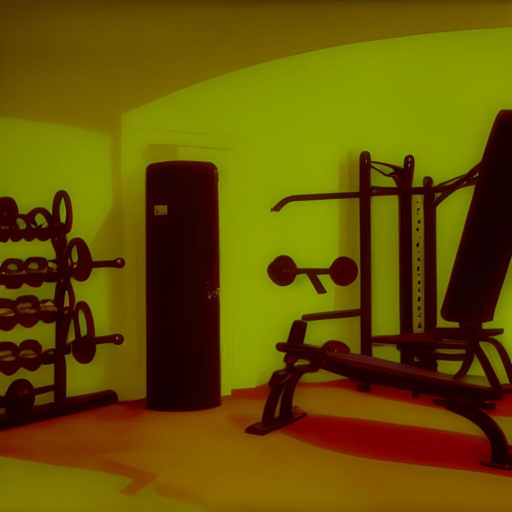 Fitness Equipment realistic photo of, award winning photograph, 50mm, by Albert Bierstadt, technicolor